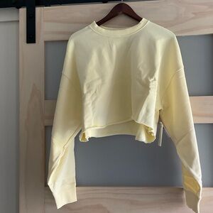 Good American NWT Pastel Yellow Cropped Terry Sweatshirt XL Cotton